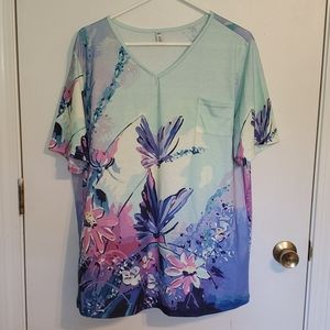Misslook women's women's 2XL pastel whimsical butterfly t-shirt